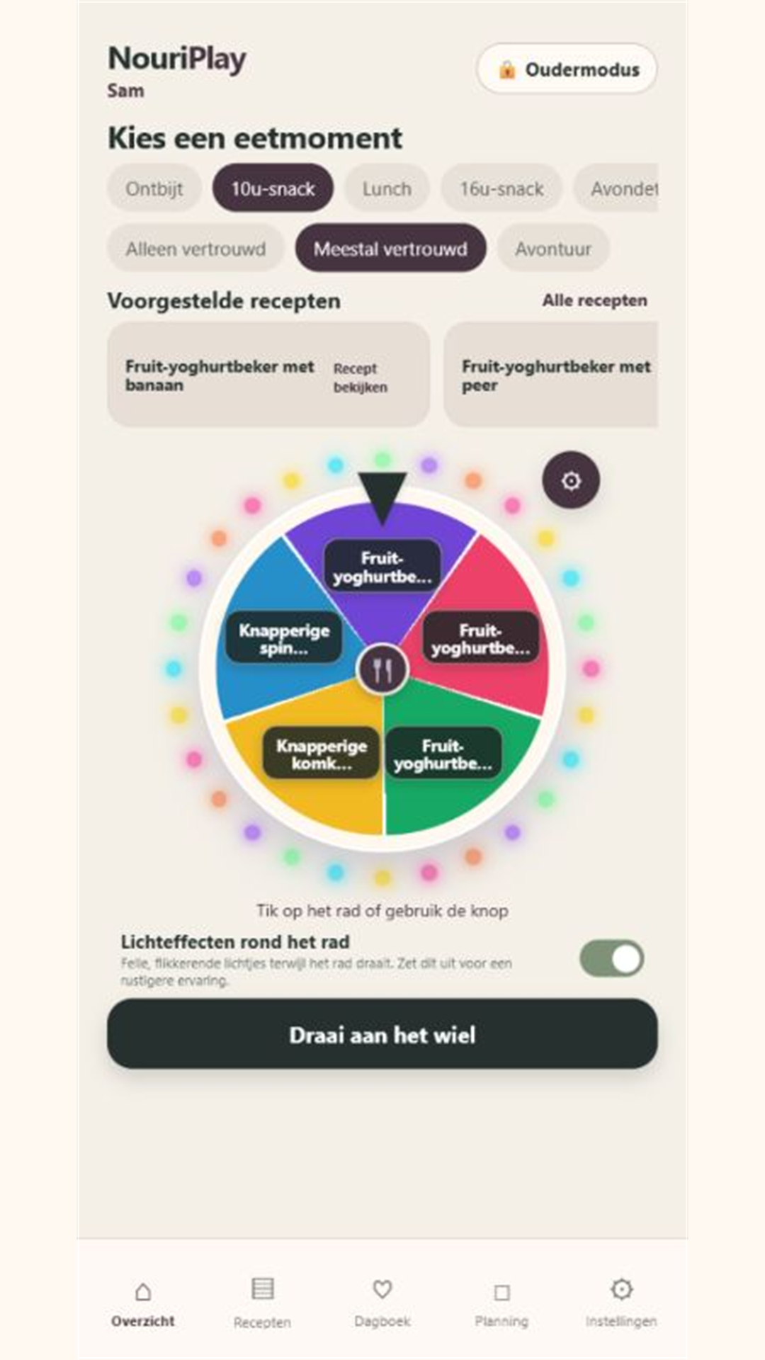 Family Meal Wheel meal-choice wheel on an Android phone