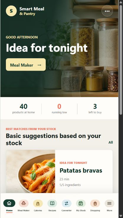 Smart Meal & Pantry app screen