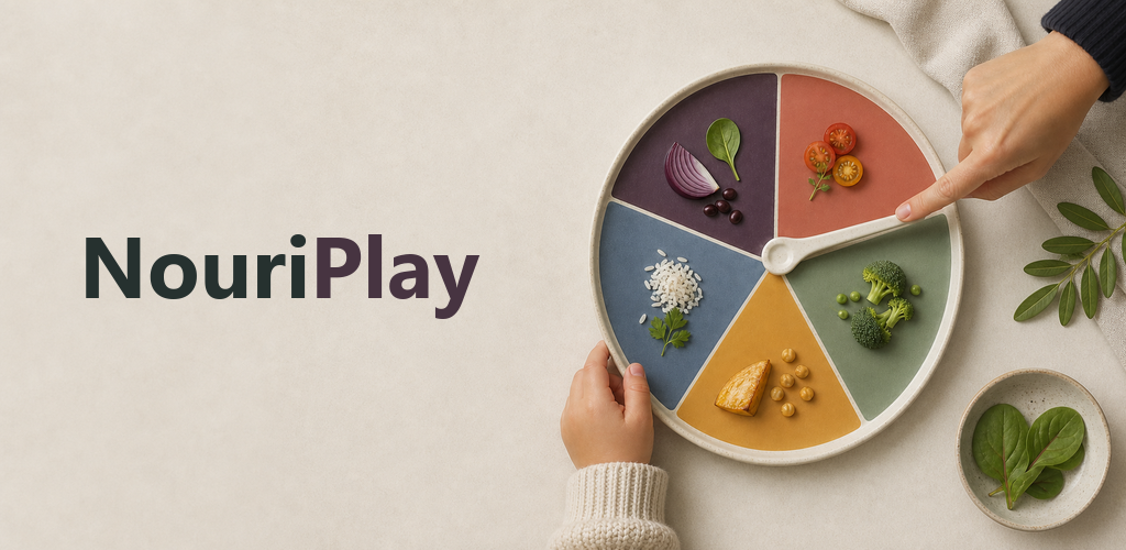 NouriPlay family meal-choice concept in a warm editorial style